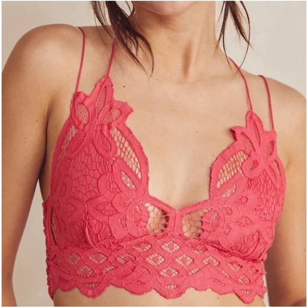 Free People One Adella Longline Brami Size S-Electropop Pink- NWT